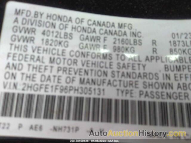 HONDA CIVIC TOURING, 2HGFE1F96PH305131