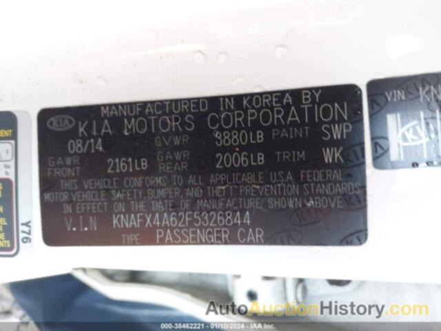 KIA FORTE LX, KNAFX4A62F5326844