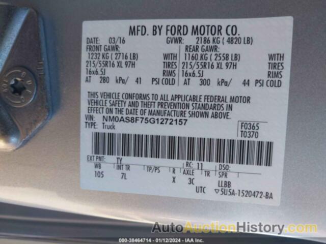 FORD TRANSIT CONNECT XLT, NM0AS8F75G1272157