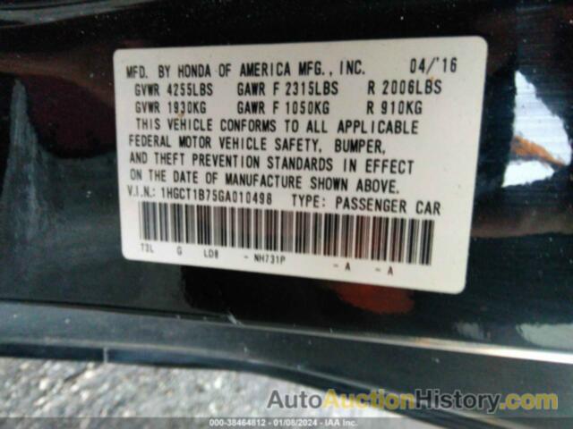 HONDA ACCORD EX, 1HGCT1B75GA010498