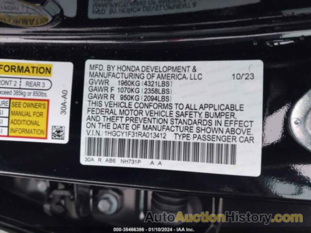 HONDA ACCORD EX, 1HGCY1F31RA013412