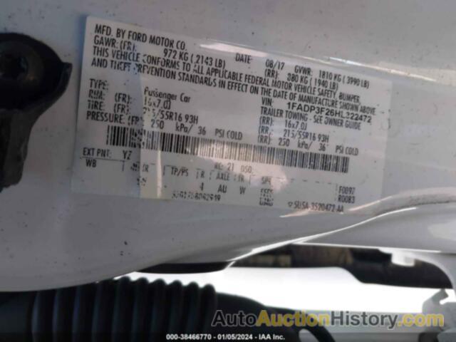 FORD FOCUS SE, 1FADP3F26HL322472