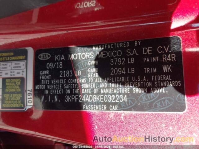 KIA FORTE LXS, 3KPF24AD8KE032234