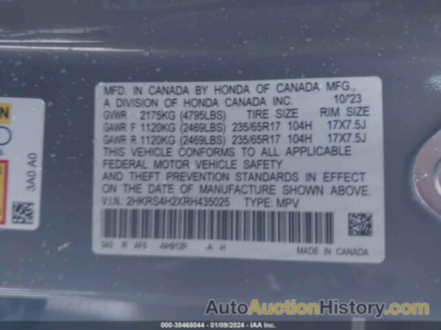 HONDA CR-V LX AWD, 2HKRS4H2XRH435025