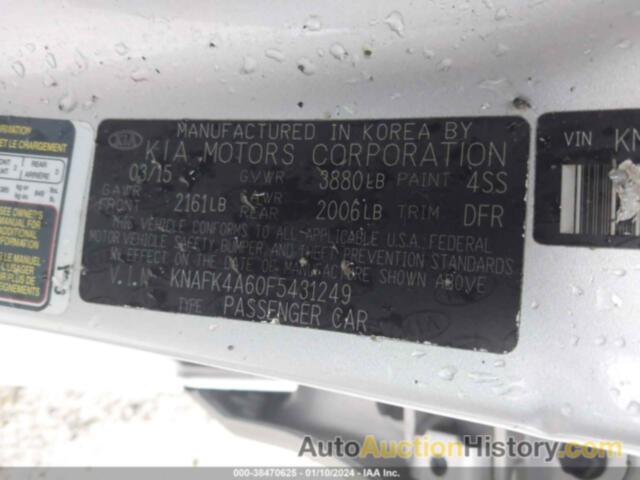 KIA FORTE LX, KNAFK4A60F5431249