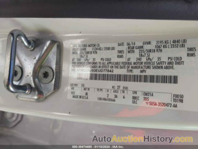 FORD ESCAPE TITANIUM, 1FMCU9J93EUD77842