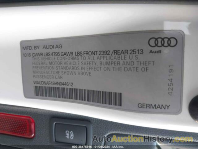 AUDI A4 2.0T SEASON OF AUDI PREMIUM, WAUDNAF49HN044612