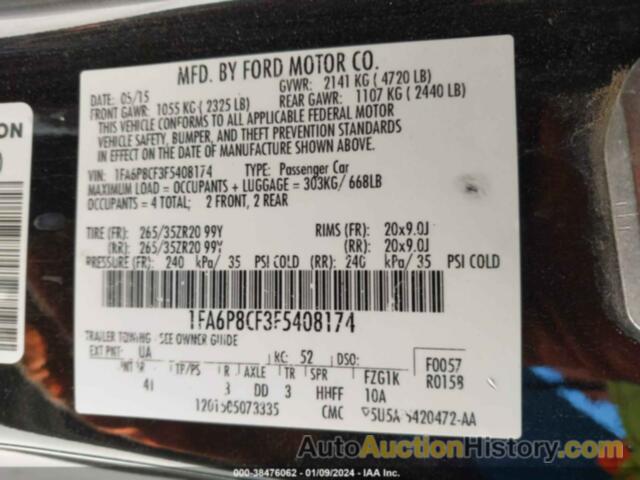 FORD MUSTANG GT PREMIUM, 1FA6P8CF3F5408174