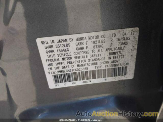 HONDA FIT, JHMGE8H37CC025668