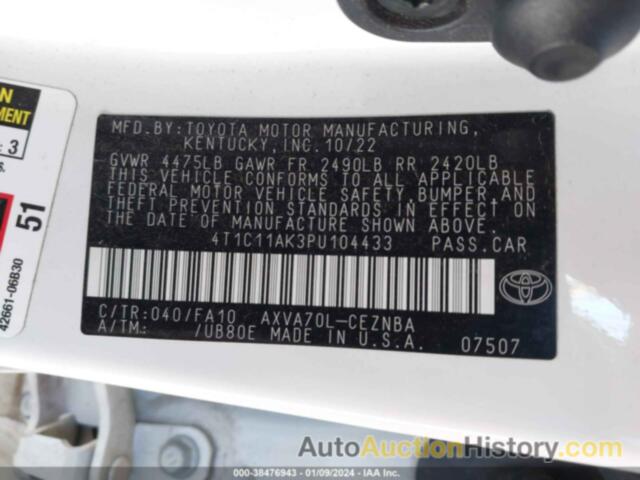 TOYOTA CAMRY LE, 4T1C11AK3PU104433