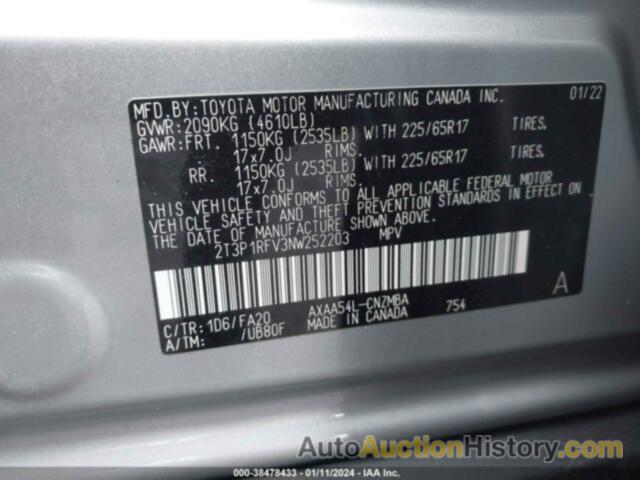 TOYOTA RAV4 XLE, 2T3P1RFV3NW252203