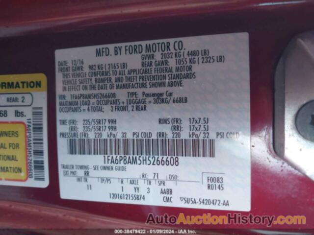 FORD MUSTANG V6, 1FA6P8AM5H5266608