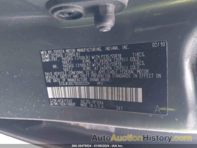 TOYOTA SIENNA LE, 5TDJK3DC7BS002204