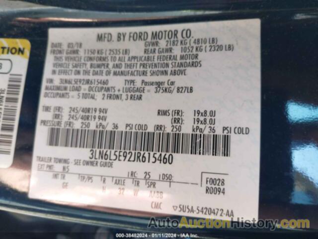 LINCOLN MKZ RESERVE, 3LN6L5E92JR615460