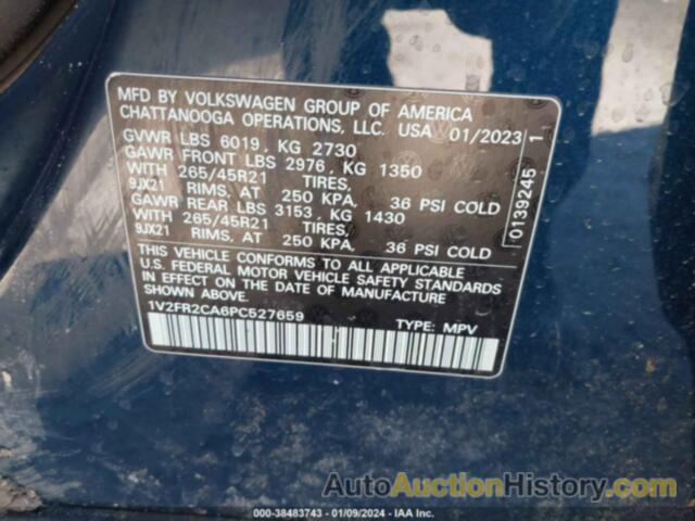 VOLKSWAGEN ATLAS 3.6L V6 SEL PREMIUM R-LINE, 1V2FR2CA6PC527659