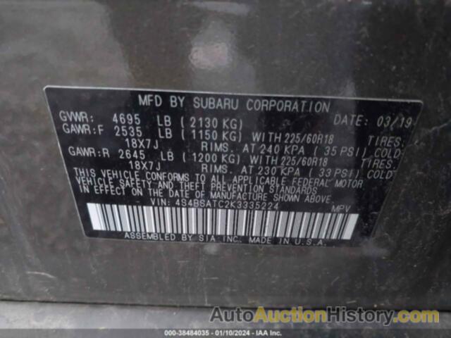 SUBARU OUTBACK 2.5I TOURING, 4S4BSATC2K3335224