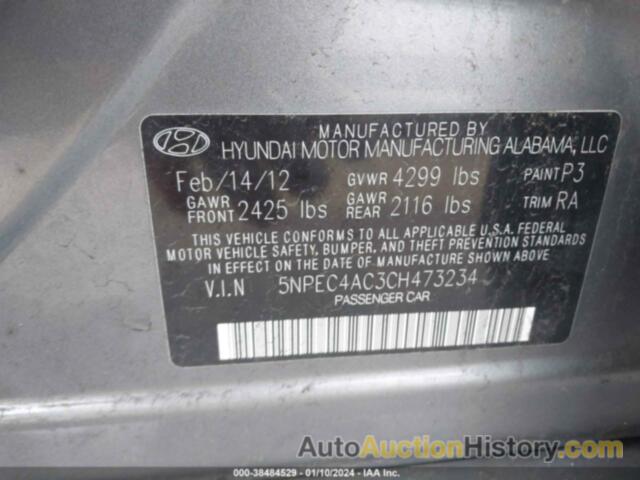 HYUNDAI SONATA SE, 5NPEC4AC3CH473234