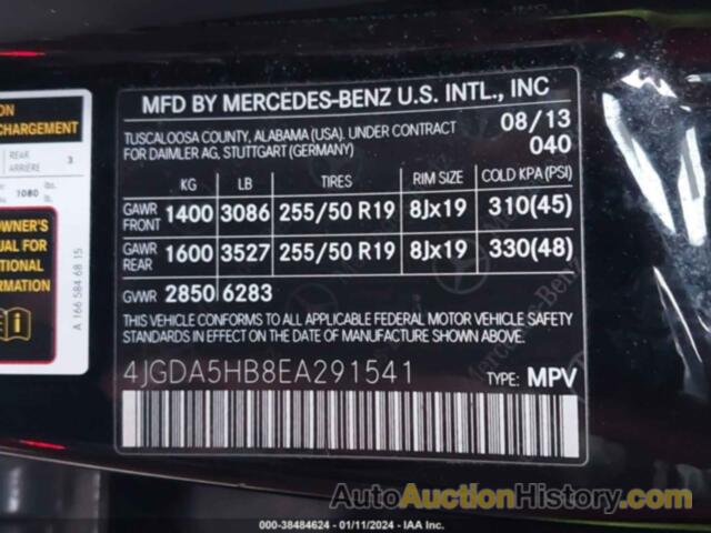 MERCEDES-BENZ ML 350 4MATIC, 4JGDA5HB8EA291541