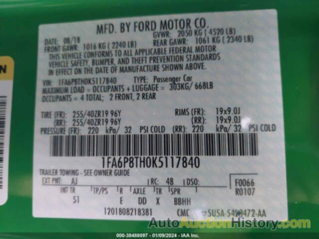 FORD MUSTANG ECOBOOST PREMIUM, 1FA6P8TH0K5117840