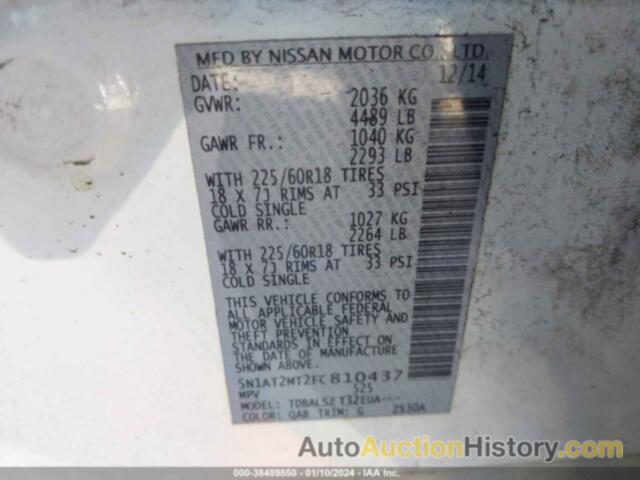 NISSAN ROGUE SL, 5N1AT2MT2FC810437