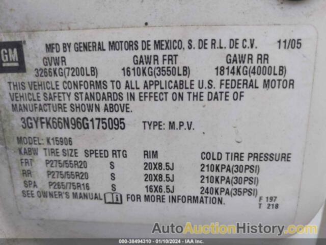 CADILLAC ESCALADE ESV STANDARD, 3GYFK66N96G175095