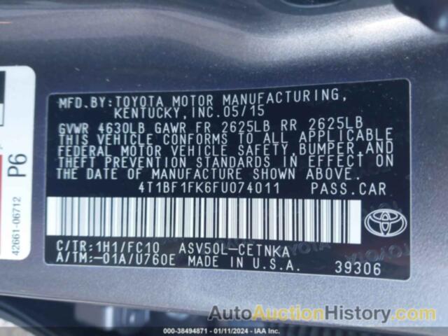 TOYOTA CAMRY LE, 4T1BF1FK6FU074011