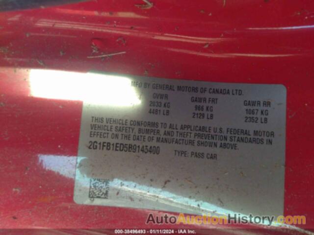 CHEVROLET CAMARO 1LT, 2G1FB1ED5B9145400