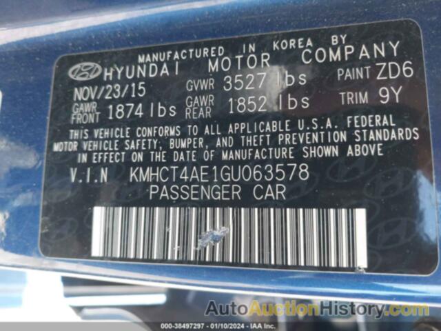 HYUNDAI ACCENT SE, KMHCT4AE1GU063578