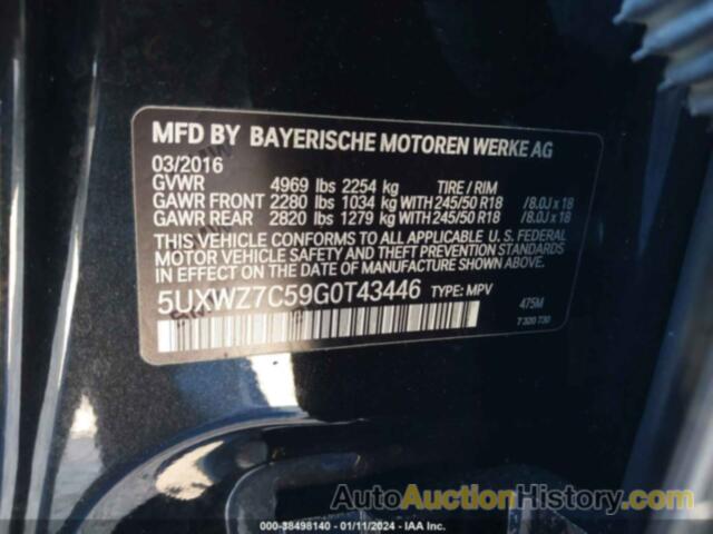 BMW X3 SDRIVE28I, 5UXWZ7C59G0T43446