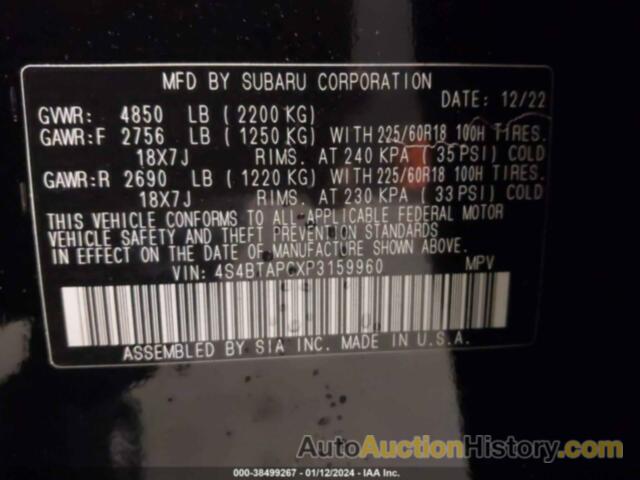 SUBARU OUTBACK TOURING, 4S4BTAPCXP3159960