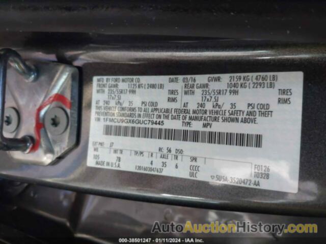 FORD ESCAPE SE, 1FMCU9GX6GUC79445