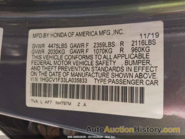 HONDA ACCORD SPORT, 1HGCV1F33LA035833