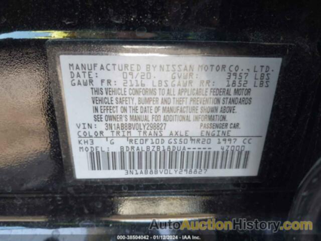 NISSAN SENTRA S XTRONIC CVT, 3N1AB8BV0LY298827