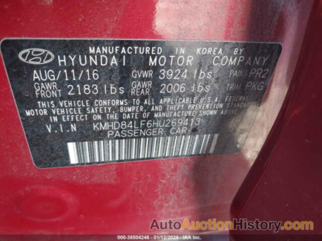 HYUNDAI ELANTRA LIMITED, KMHD84LF6HU269413