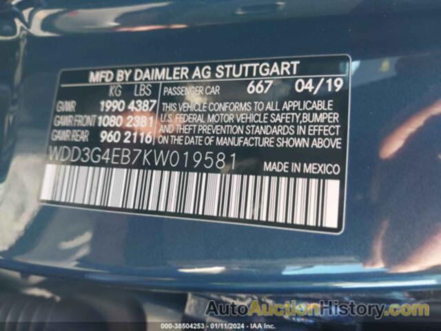 MERCEDES-BENZ A 220, WDD3G4EB7KW019581