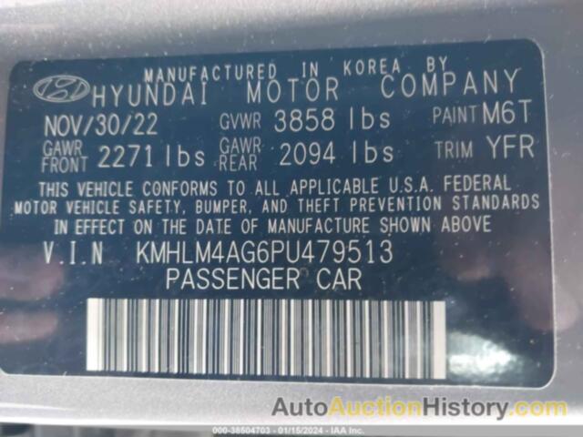 HYUNDAI ELANTRA SEL, KMHLM4AG6PU479513