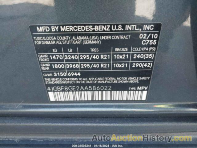 MERCEDES-BENZ GL 550 4MATIC, 4JGBF8GE2AA586022