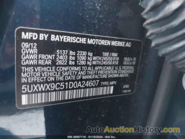 BMW X3 XDRIVE28I, 5UXWX9C51D0A24607