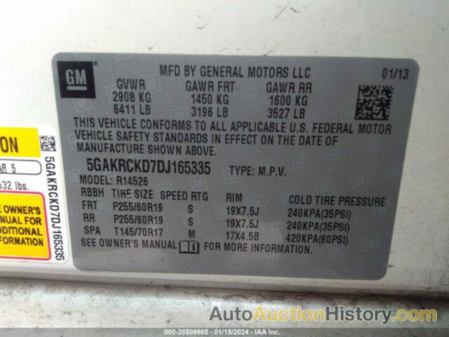 BUICK ENCLAVE LEATHER, 5GAKRCKD7DJ165335