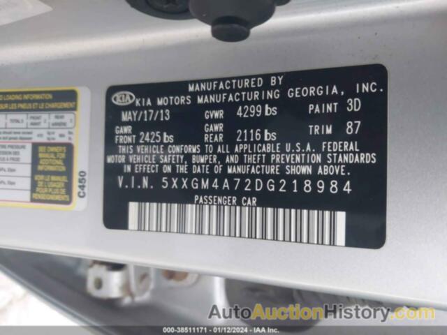 KIA OPTIMA LX, 5XXGM4A72DG218984