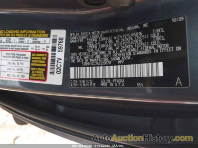 TOYOTA SIENNA LE, 5TDKK4CC2AS329670