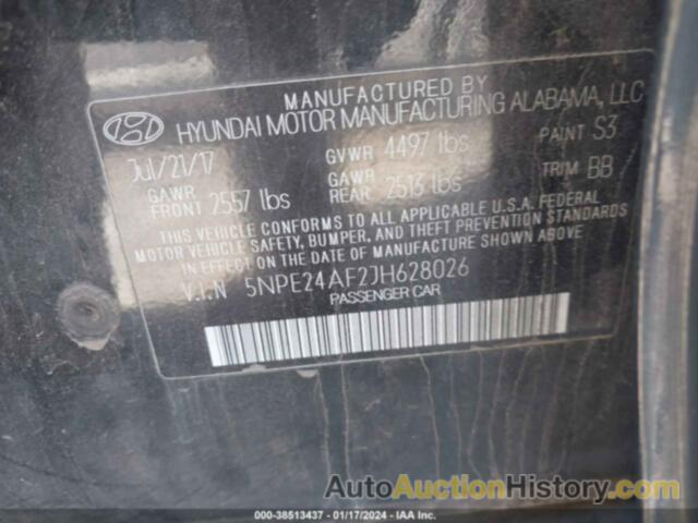 HYUNDAI SONATA SE, 5NPE24AF2JH628026