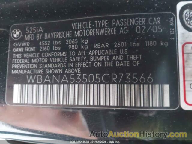 BMW 525I, WBANA53505CR73566