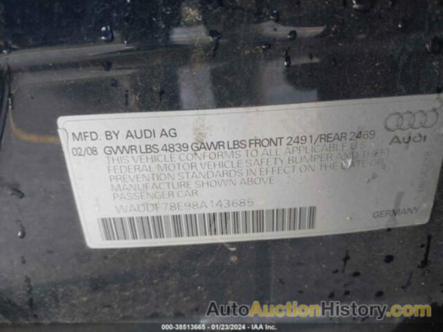 AUDI A4 2.0T/2.0T SPECIAL EDITION, WAUDF78E98A143685