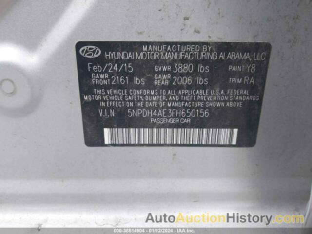 HYUNDAI ELANTRA SE, 5NPDH4AE3FH650156