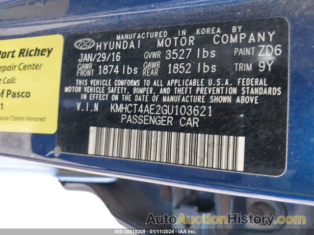 HYUNDAI ACCENT SE, KMHCT4AE2GU103621