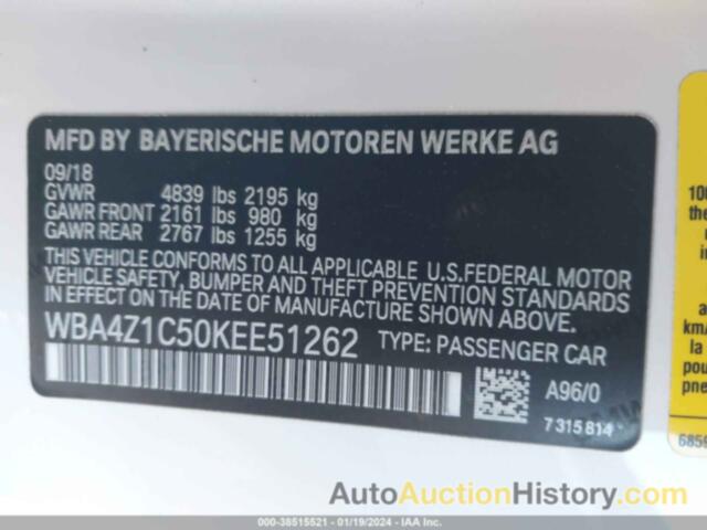 BMW 430I, WBA4Z1C50KEE51262