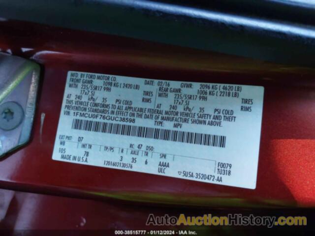 FORD ESCAPE S, 1FMCU0F76GUC38598