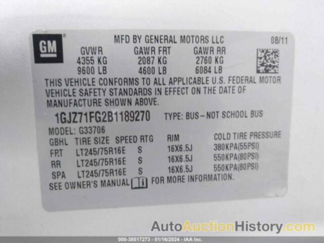 GMC SAVANA 3500 LT, 1GJZ71FG2B1189270