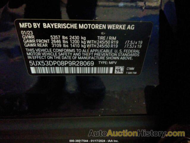 BMW X3 XDRIVE30I, 5UX53DP08P9R28069